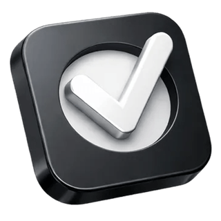 Symbole 3D de validation figurant sur la page à propos de Faucon Rentivoire